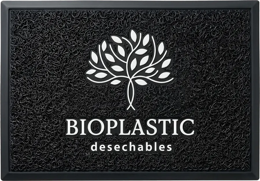 Tapete de rizo PVC con logotipo impreso, visto desde arriba